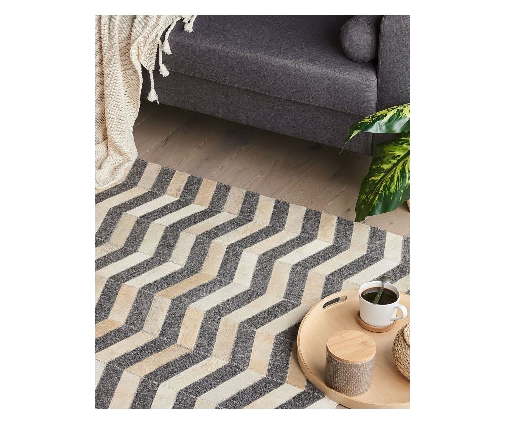 Szőnyeg BAGGOZE Sötétszürke 140 x 200 cm Bőr - 1