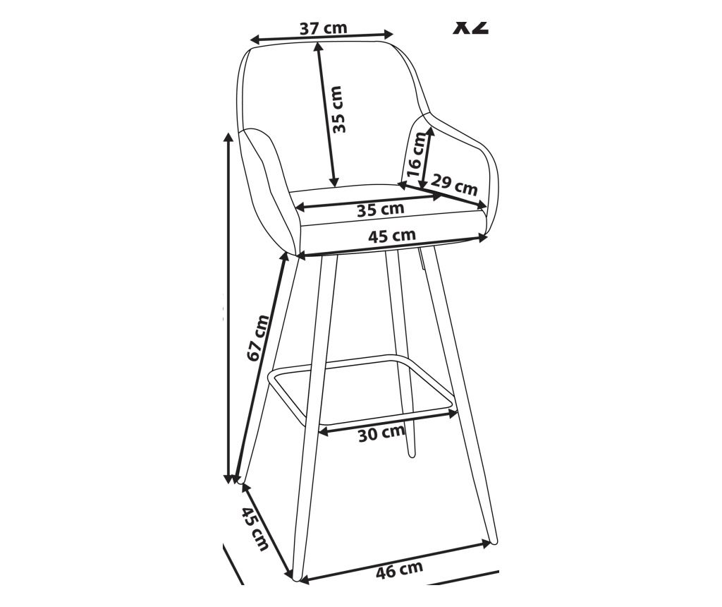 Bárszék kétdarabos szettben DARIEN Tengerkék - 1