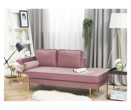Șezlong stânga MIRAMAS Catifea Roz
