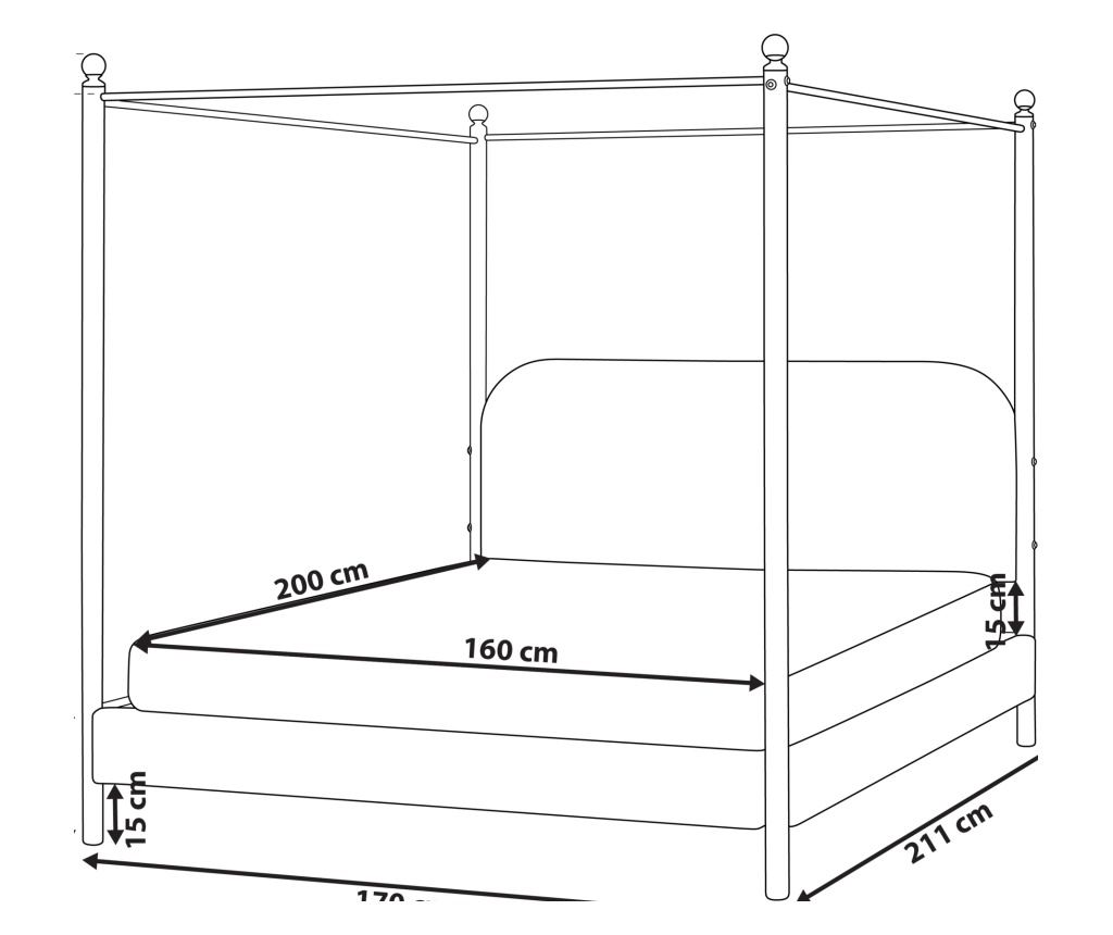 Baldachinos ágy Buklé DANNEMOIS 160 x 200 cm Tópszín - 3