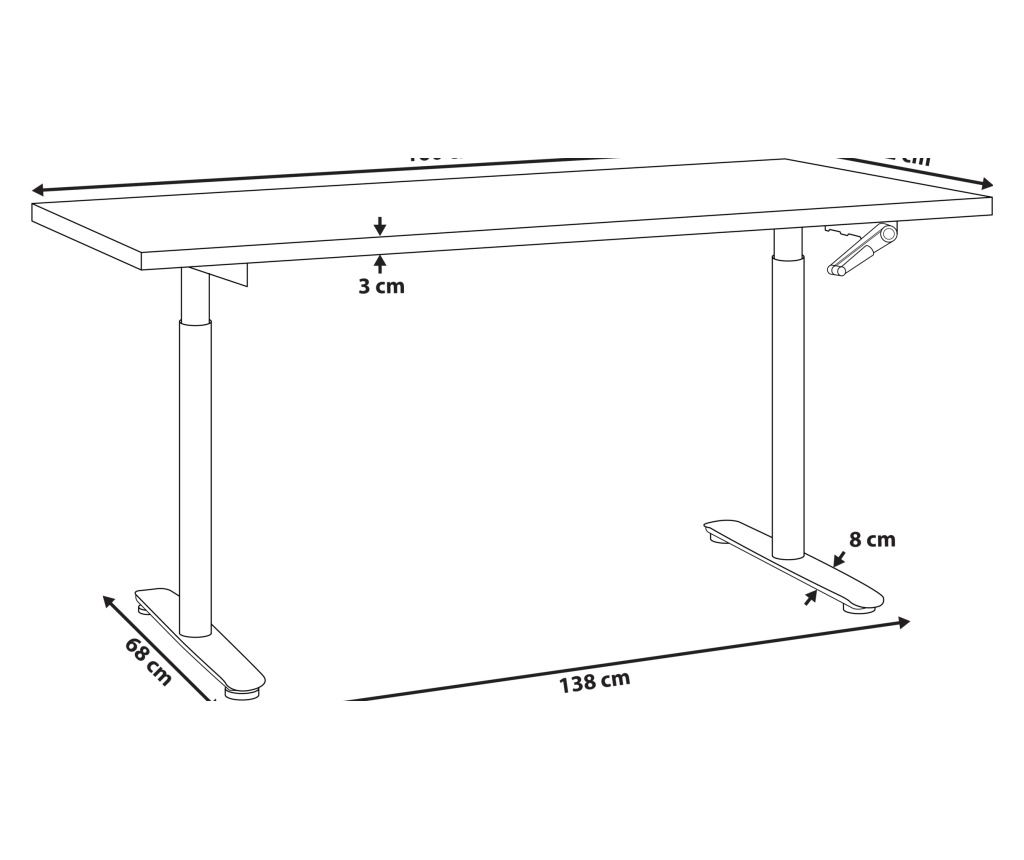 Manuálisan állítható asztal DESTINAS Fekete/világosbarna 160 cm 72 cm - 5