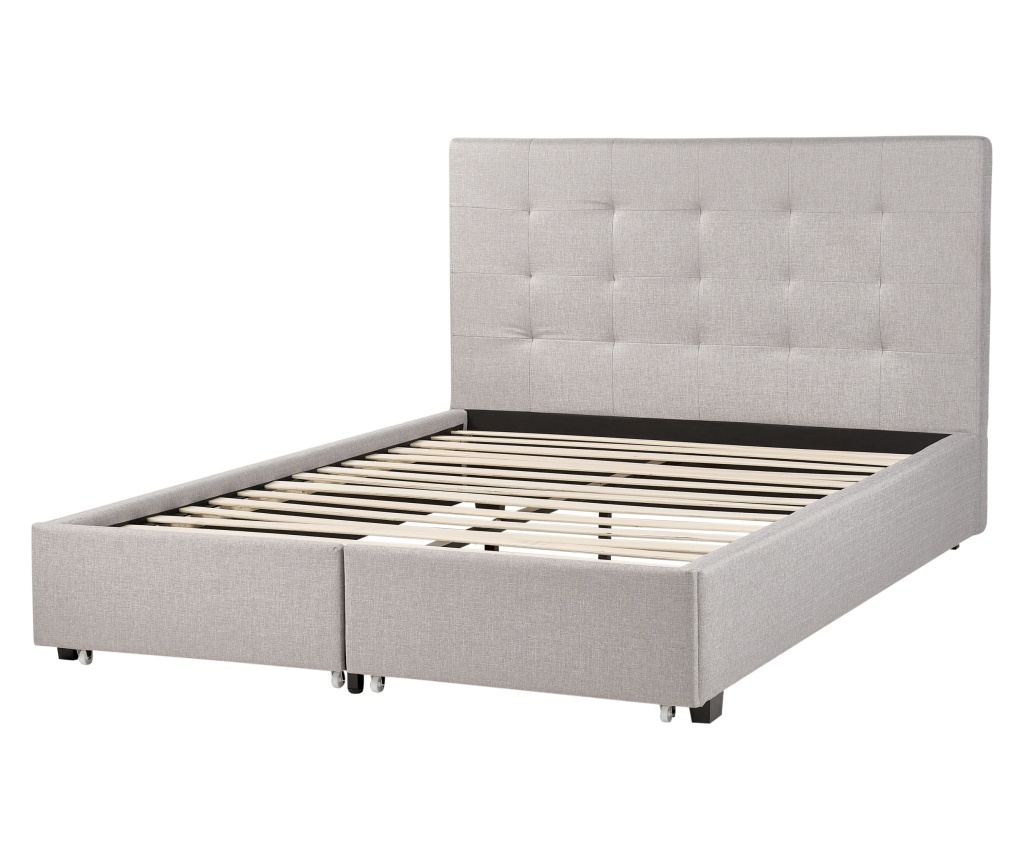 Ágy fiókokkal LA ROCHELLE 140 x 200 cm Világosszürke - 7