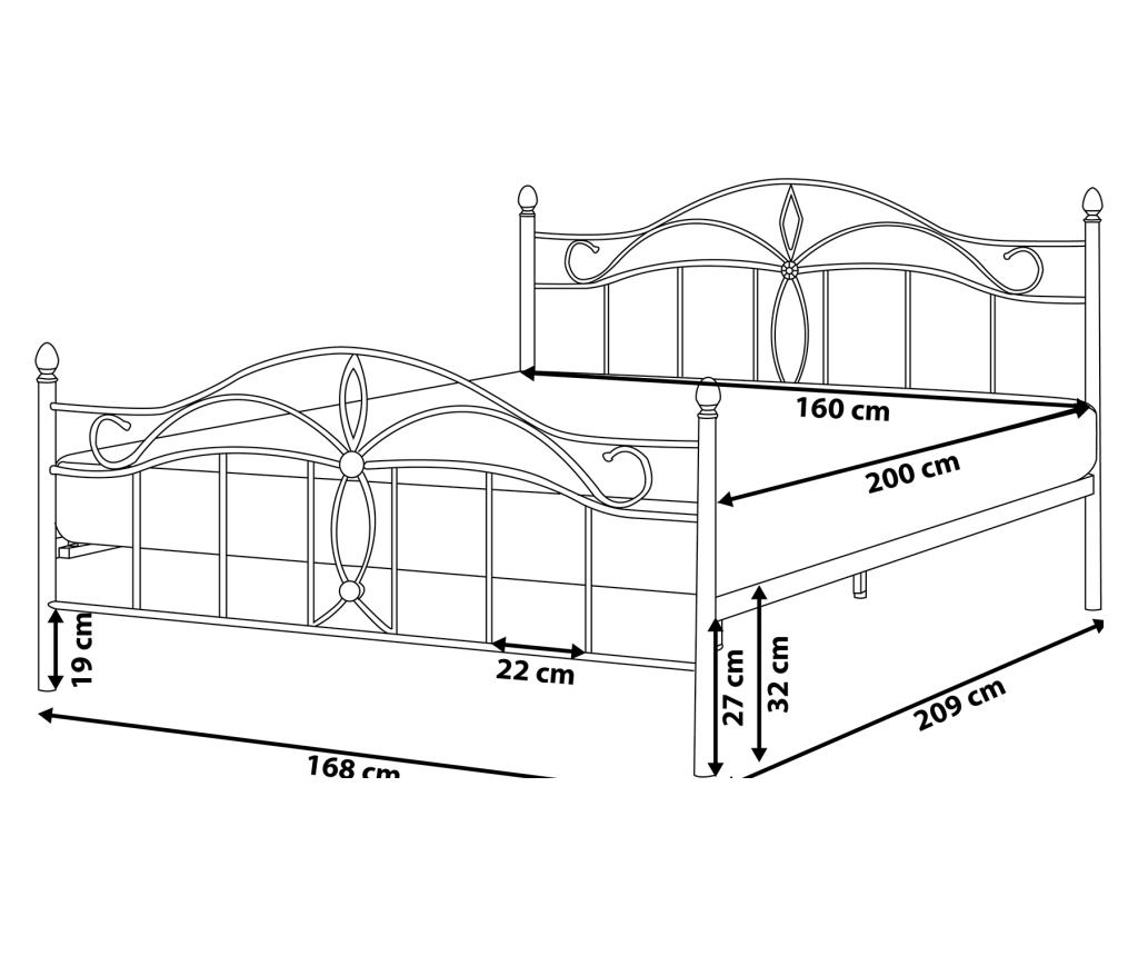 Ágy Fém ANTLIA 160 x 200 cm Fekete - 3