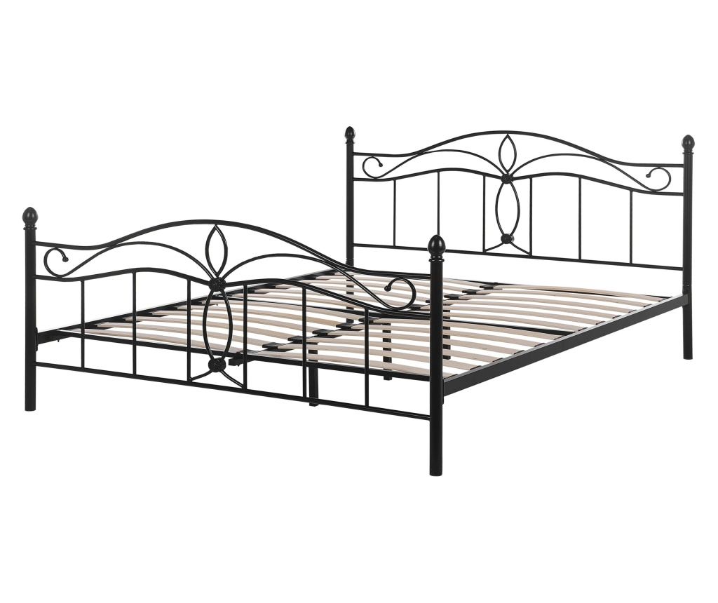 Ágy Fém ANTLIA 160 x 200 cm Fekete - 4