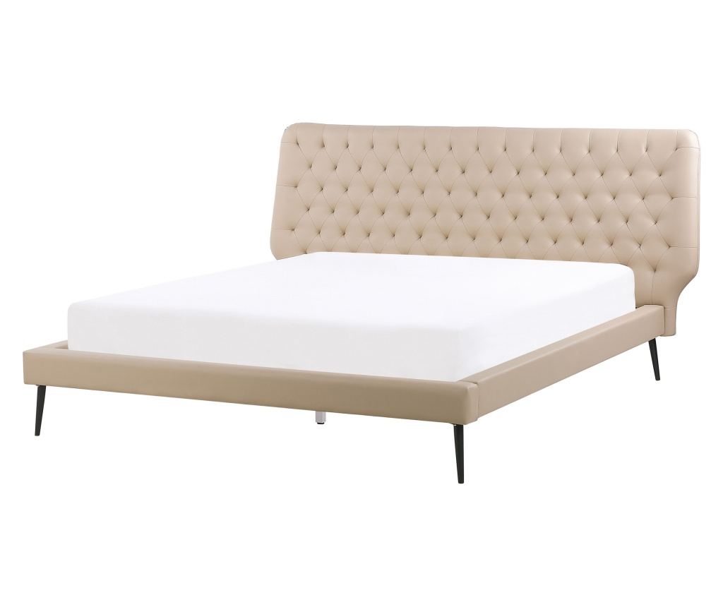 Ágy Műbőr ESSONNE 160 x 200 cm Bézs - 2