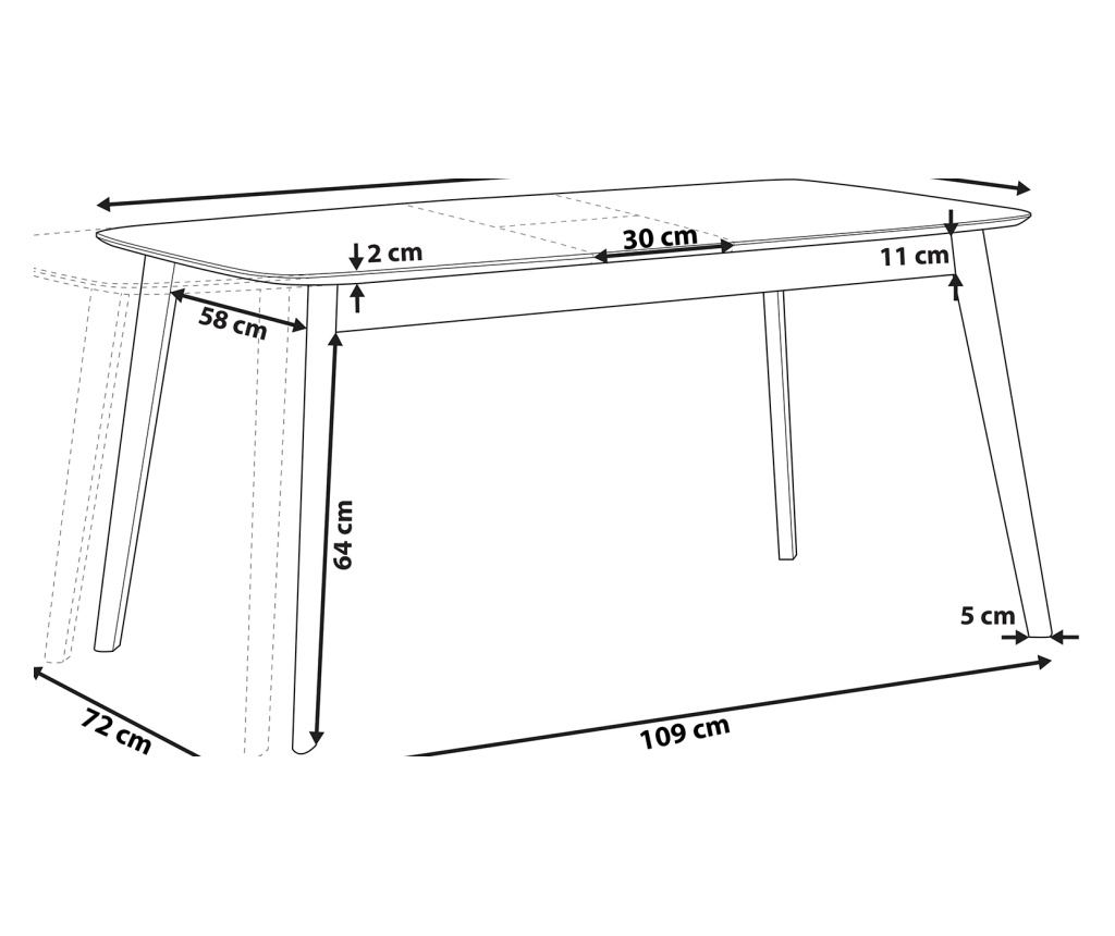 Kihúzható étkezőasztal MADOX Sötét diófa 75 cm 120/150 cm - 3
