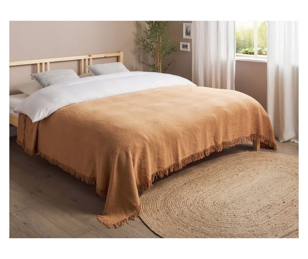 Ágytakaró YERBENT Pamut 220 x 240 cm Aranybarna - 1