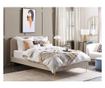 FLAYAT Velvet Bed with Slats 160 x 200 cm Light Beige