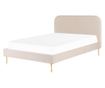 FLAYAT Velvet Bed with Slats 160 x 200 cm Light Beige