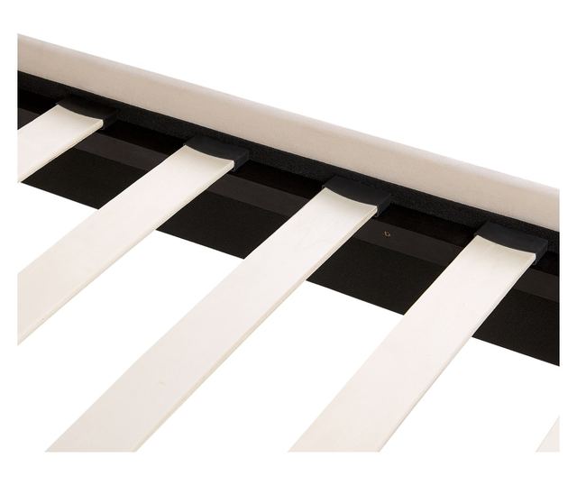 FLAYAT Velvet Bed with Slats 160 x 200 cm Light Beige