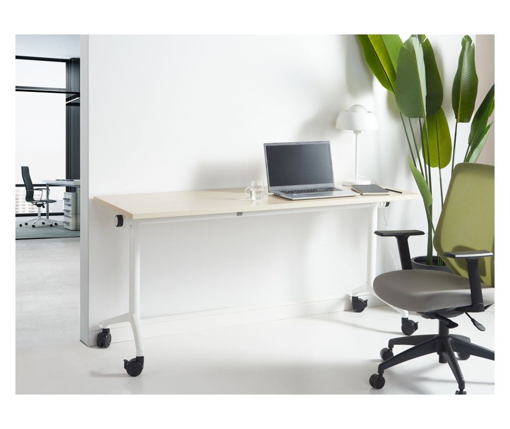 Összecsukható íróasztal CAVI Világosbarna 160 cm 60 cm kerekekkel - 1
