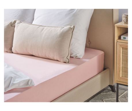 Cearceaf cu elastic HOFUF Bumbac 160 x 200 cm Roz