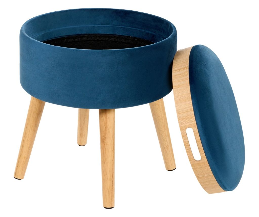 Tárolós ülőke NEELY Bársony Tengerészkék - 5