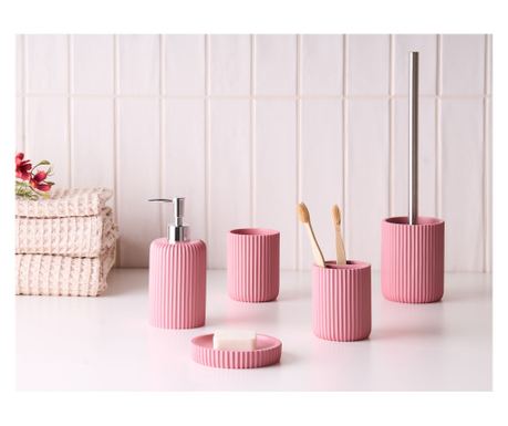 Set de 5 accesorii pentru baie CAMANA Roz