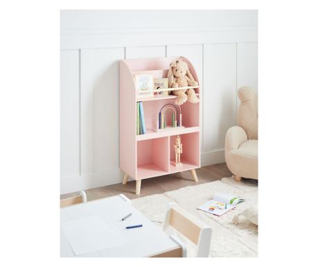 Bibliotecă cu 3 rafturi LILOET 102 cm Roz pastel