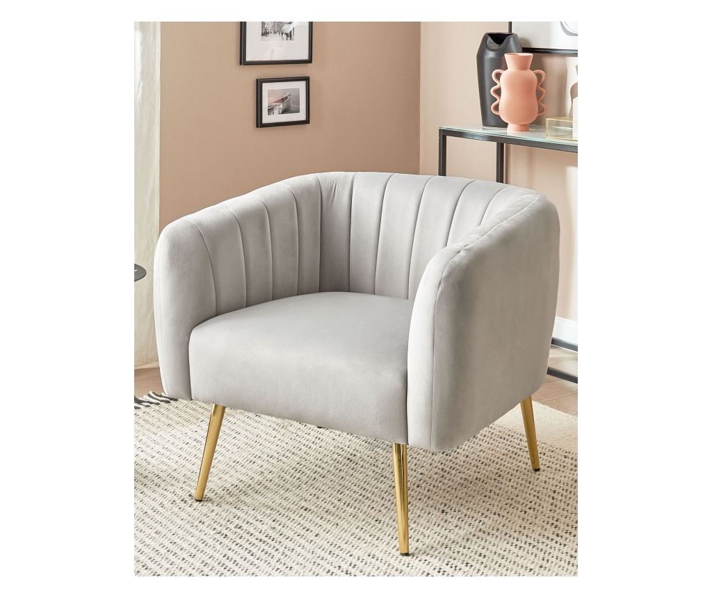 Fotel LACONIA Bársony Világosszürke - 1