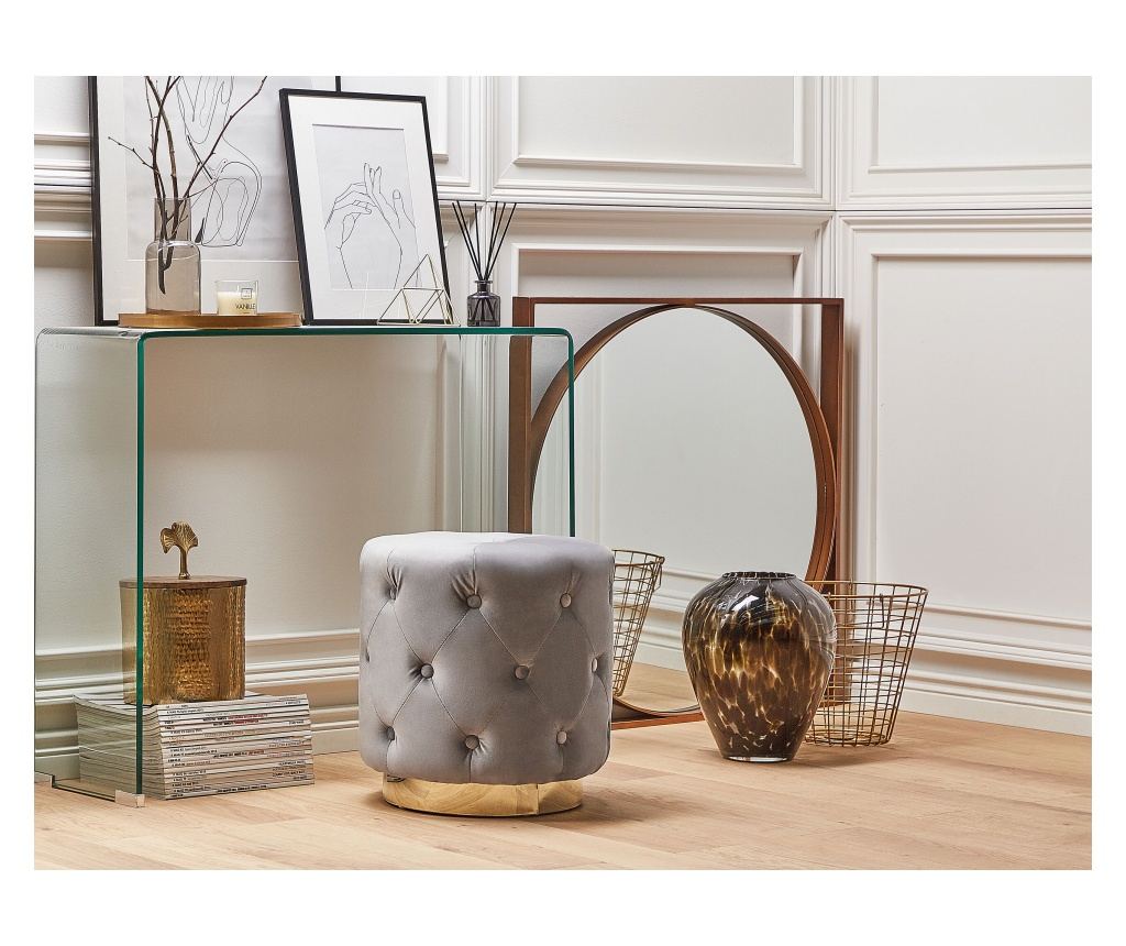 Puff CARROLLTON Bársony Világosszürke - 1