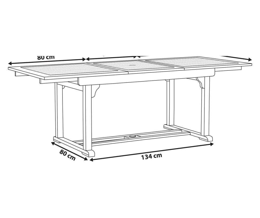 Bővíthető kerti étkezőasztal AMANTEA 160/220 cm 90 cm Akácfa Sötétbarna - 3