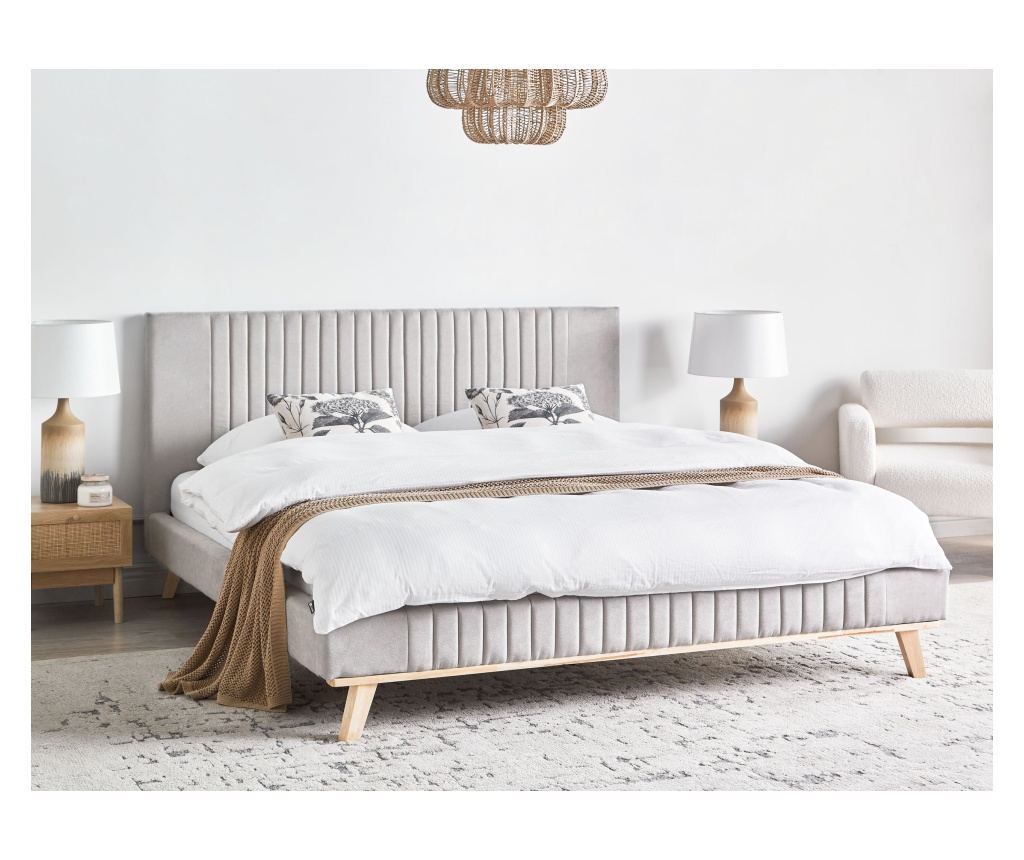 Ágy Zseníliaszövet TALENCE 180 x 200 cm Világosszürke - 1