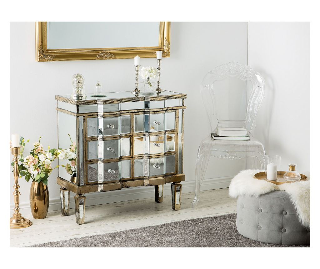 Hatfiókos komód MOZELA Ezüst tükör - 1