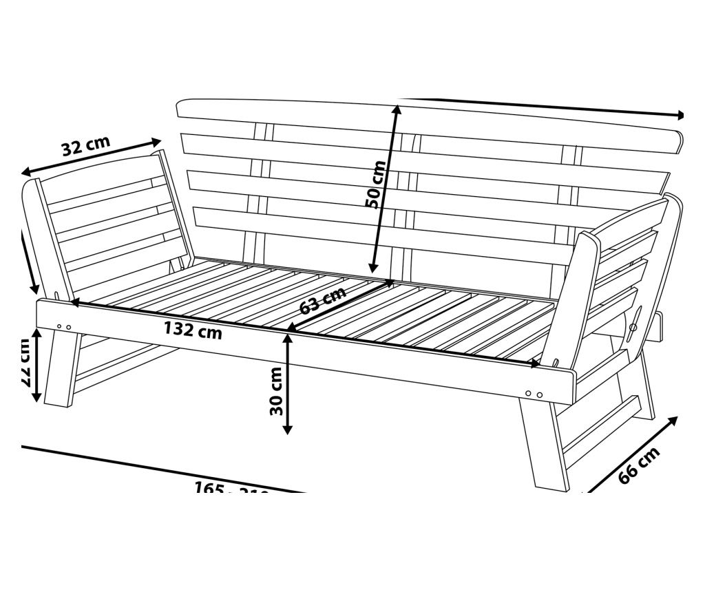Kerti pad ülőpárnával PORTICI 210 cm Eukaliptusz fa Sötétbarna/tópszínű - 3