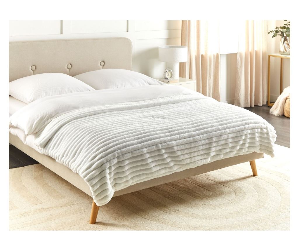 Ágytakaró RAKYA Műszőrme 150 x 200 cm Fehér - 1