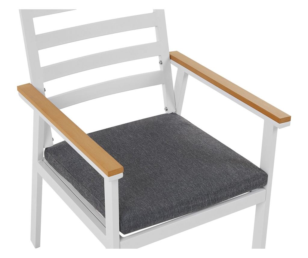 Kerti étkezőgarnitúra 4 személyes CAVOLI párnákkal Fém Szürke - 5