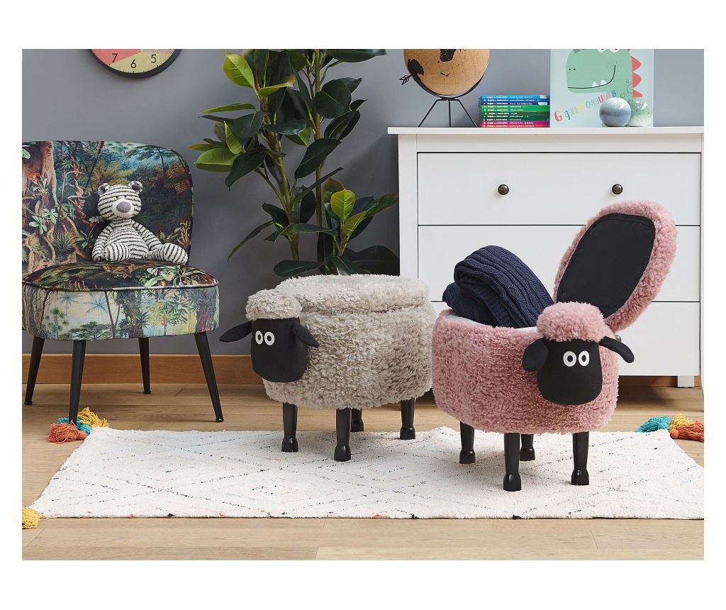Állatos puff tárolóval SHEEP Rózsaszín Bárány - 1