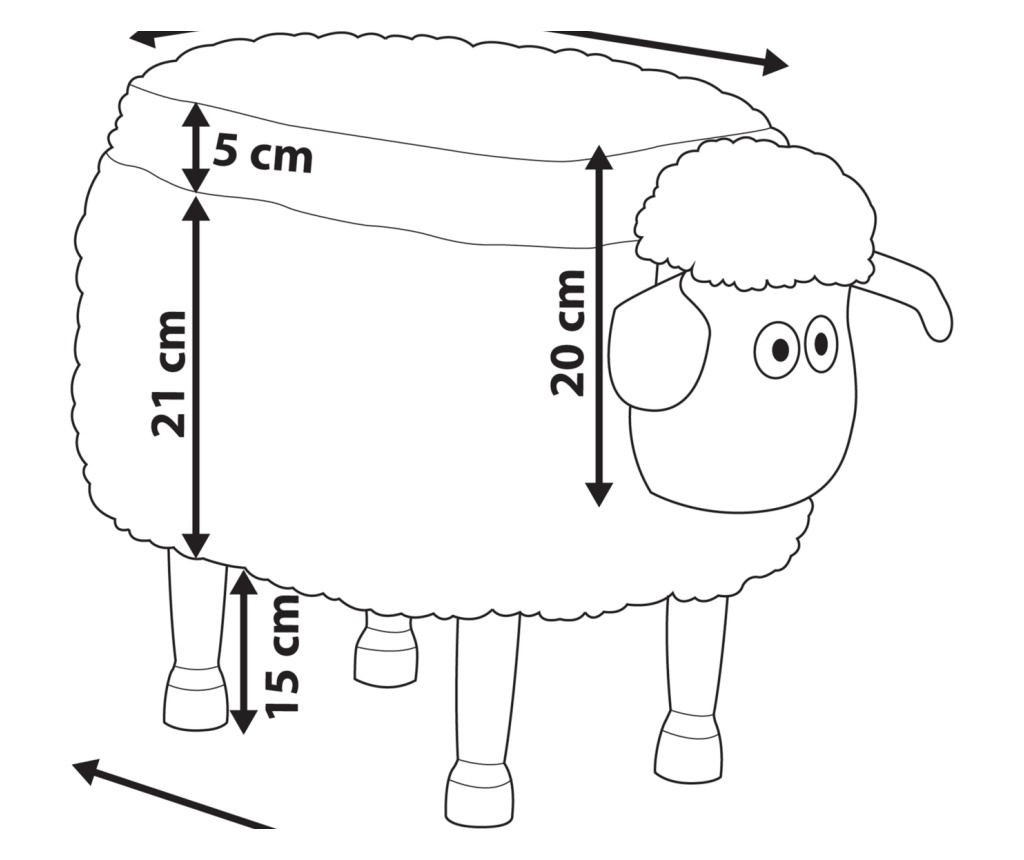 Állatos puff tárolóval SHEEP Rózsaszín Bárány - 3