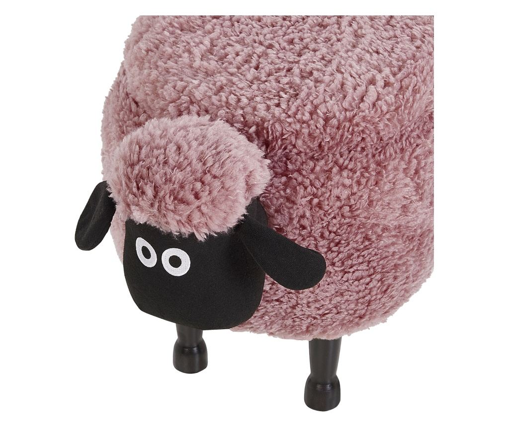 Állatos puff tárolóval SHEEP Rózsaszín Bárány - 7