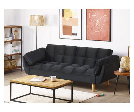 Canapea extensibilă cu 3 locuri ASBY Catifea Negru