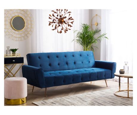 Canapea extensibilă cu 3 locuri SELNES Catifea Bleumarin