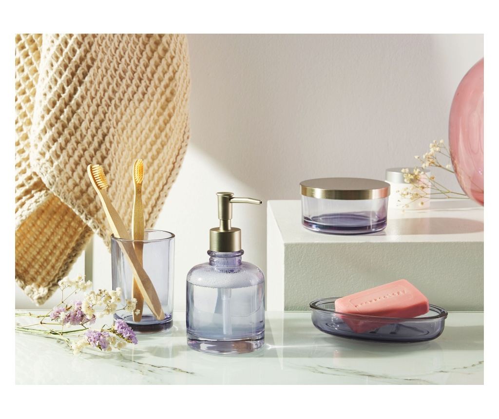 4 darabos fürdőszobai kiegészítő szett TELMA Üveg Lila - 1