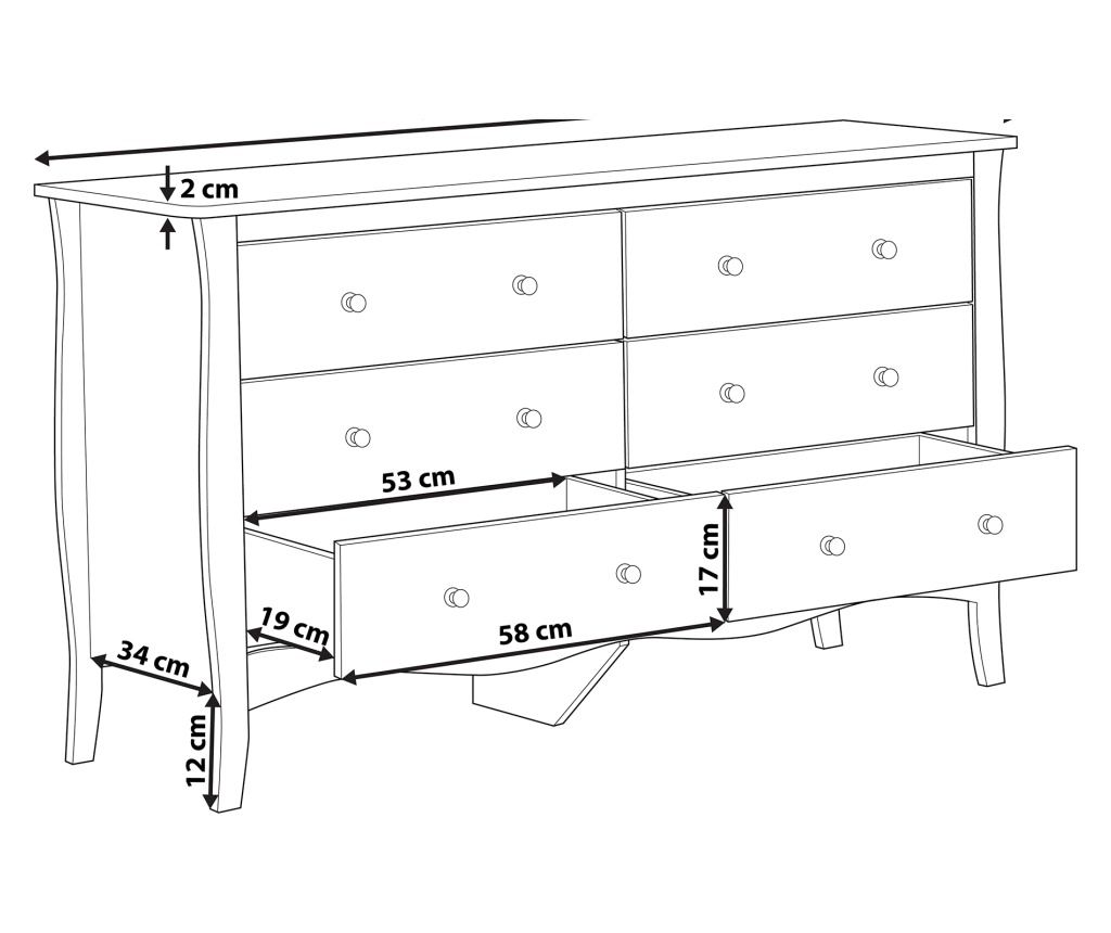 Hatfiókos komód WINCHESTER Fehér - 3