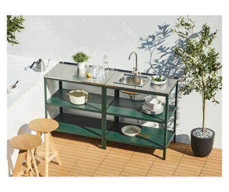 Set bucătărie de exterior format din 2 piese cu chiuvetă VILAMA Verde