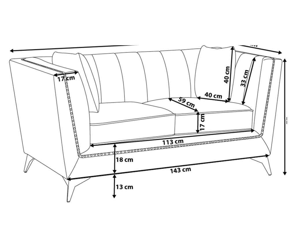 Kanapé 2 személyes GAULA Bársony Kékeszöld - 3