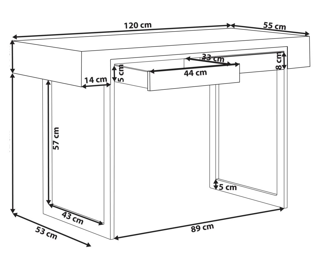 Íróasztal VIDA Világosbarna 120 cm 55 cm Ágyneműtartóval - 3