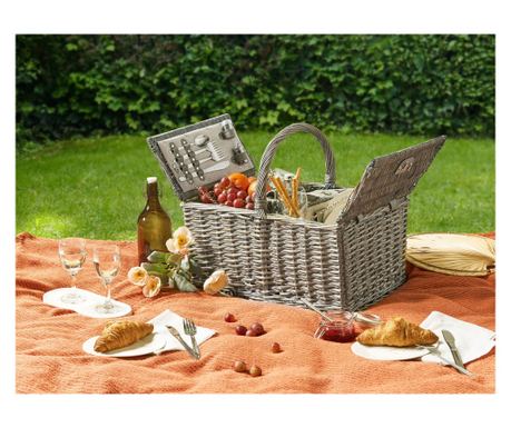 Coș de picnic GROSEILLE Răchită Gri