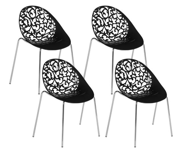 Set of 4 MUMFORD Black Dining Chairs