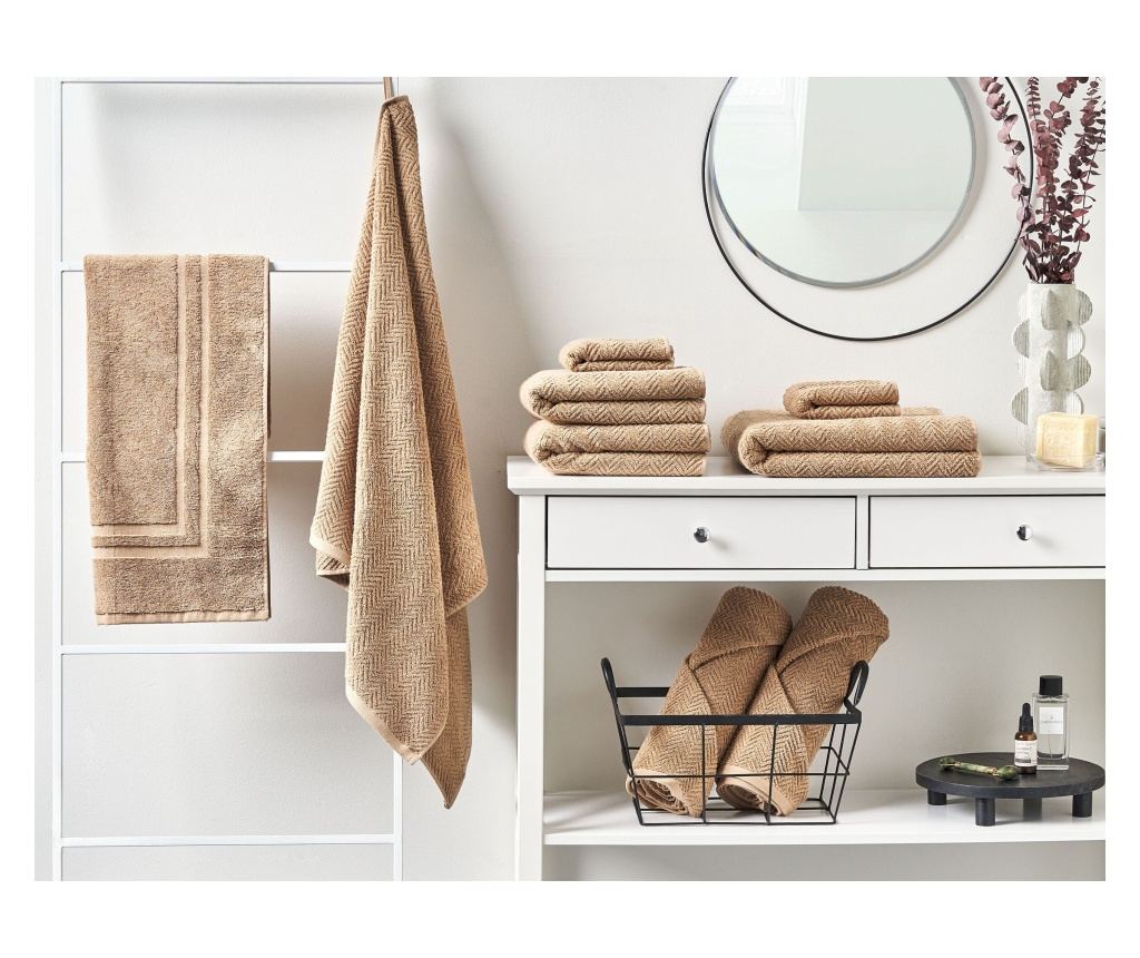 Kilencdarabos törölközőszett MITIARO Pamut frottír Homokbézs - 1