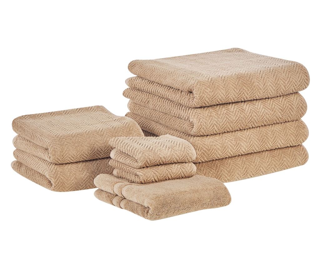 Kilencdarabos törölközőszett MITIARO Pamut frottír Homokbézs - 2