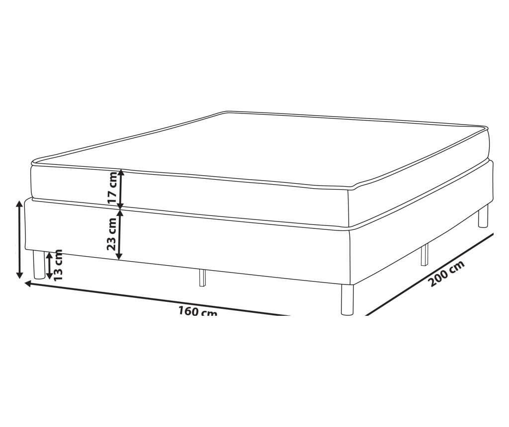 Fejtámla nélküli boxspring ágy COUNTESS 160 x 200 cm Világosszürke - 3