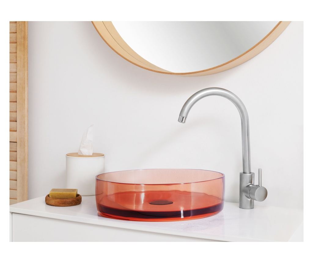 Pultra helyezhető mosdókagyló TOLOSA ⌀ 36 cm Öntött kő Világospiros - 1