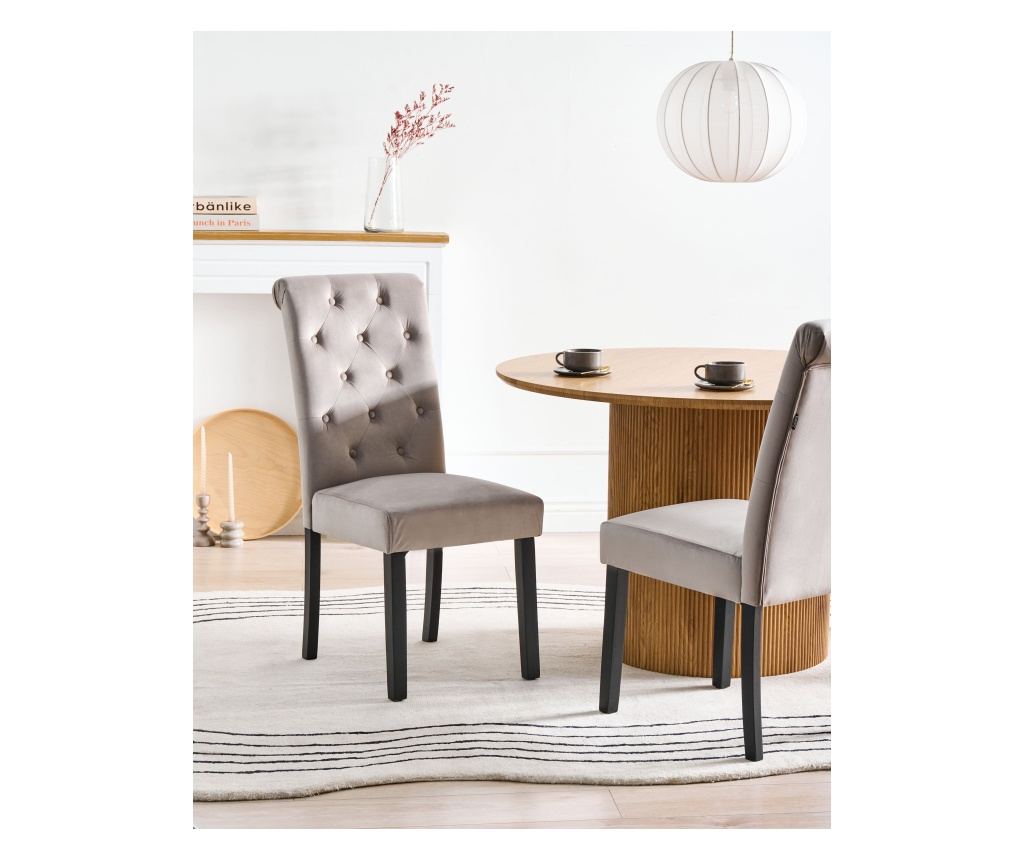 Étkezőszék kétdarabos szettben VELVA Bársony Szürke - 1