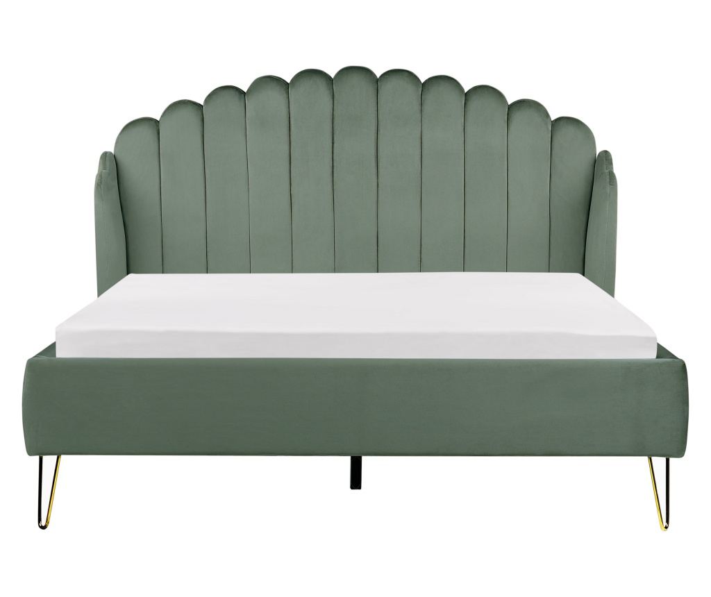 Ágy Bársony AMBILLOU 160 x 200 cm Zöld - 5