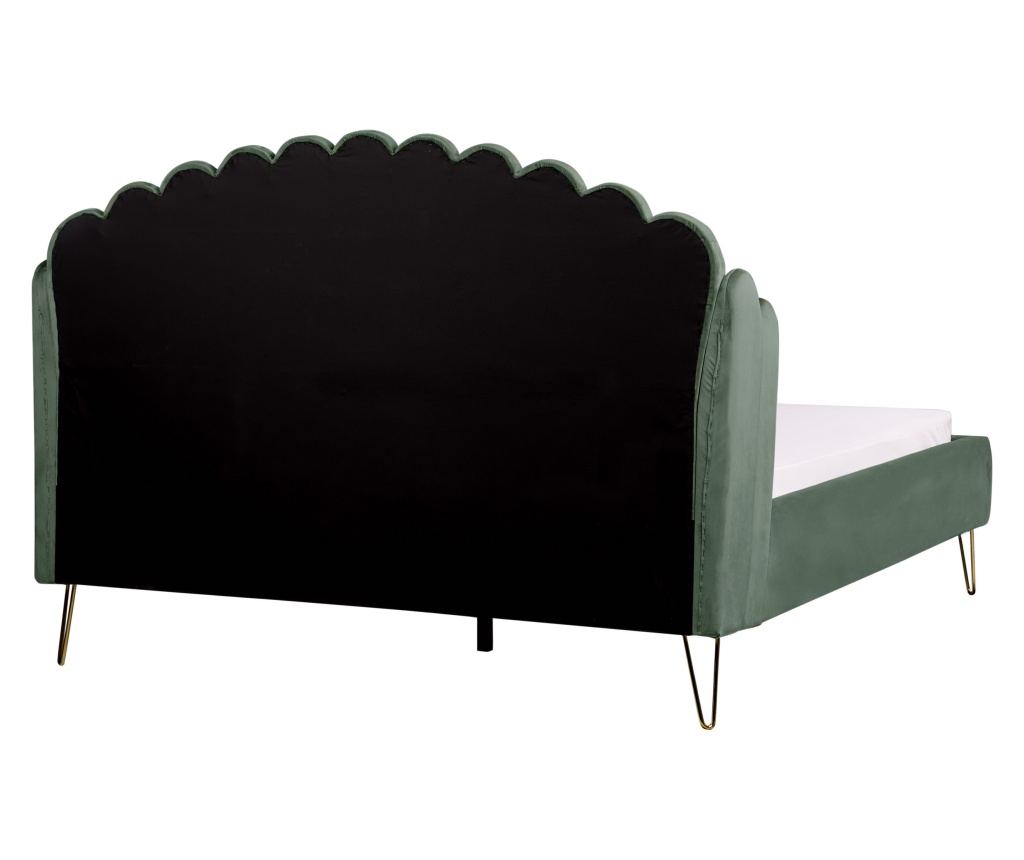 Ágy Bársony AMBILLOU 160 x 200 cm Zöld - 6