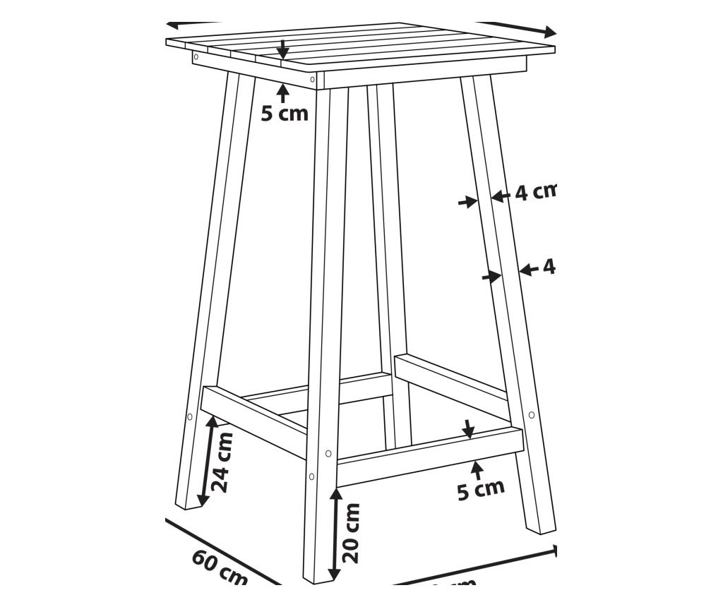 Kerti bárasztal ADIRONDACK 60 cm 59 cm Szintetikus anyag Piros - 3