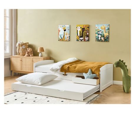 Pat extensibil Lemn de pin PETIVILLE 90 x 200 cm Alb
