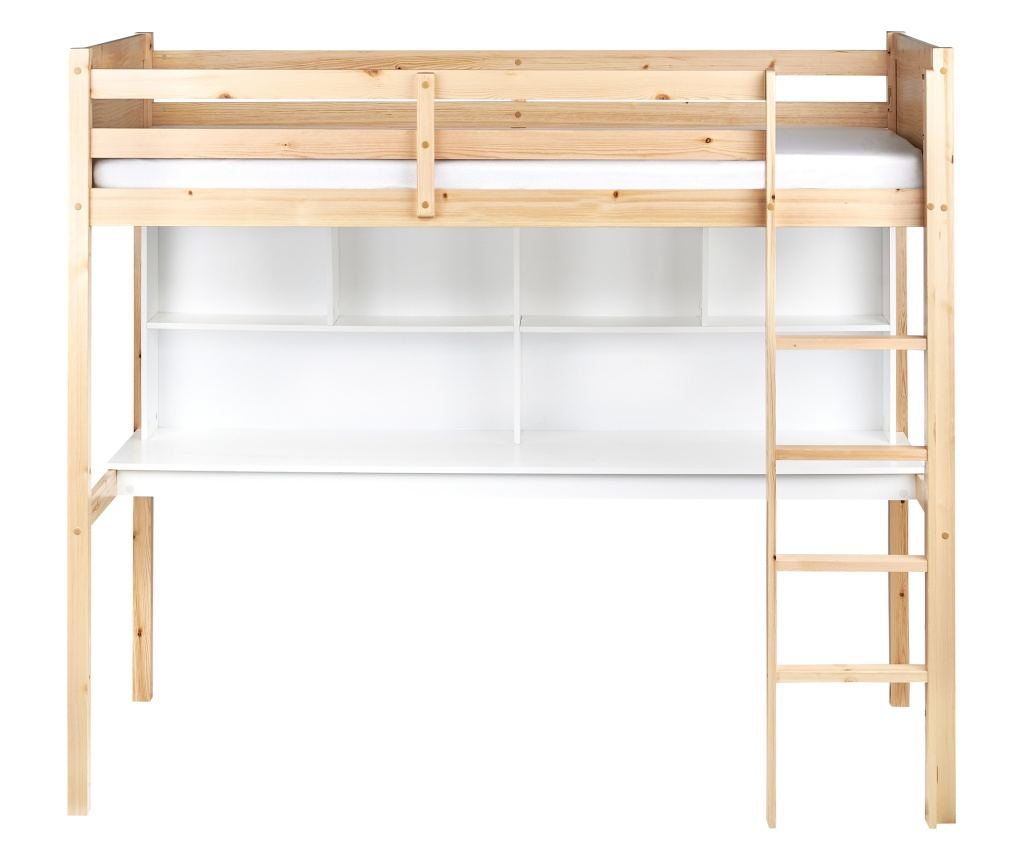 Galériaágy íróasztallal Fenyő FOUCAMONT 90 x 200 cm Világosbarna - 6