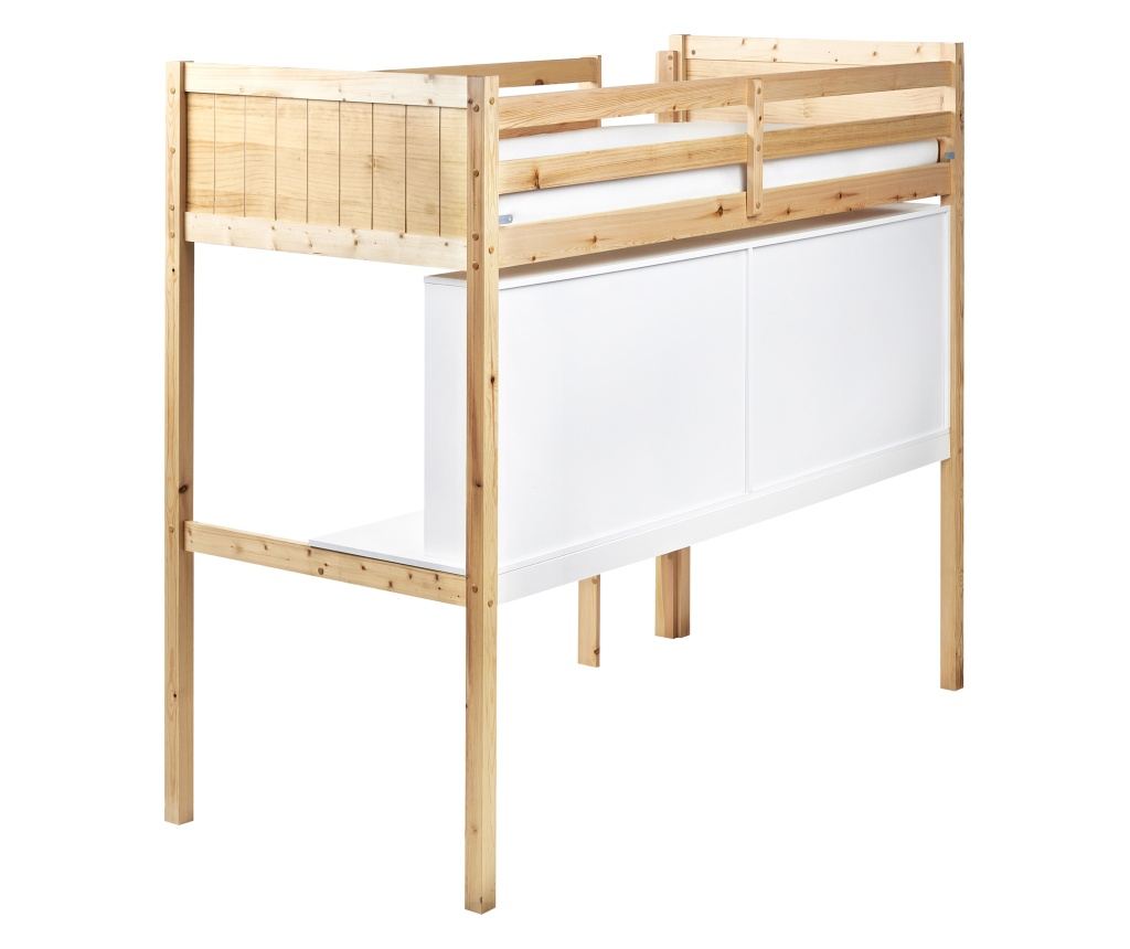 Galériaágy íróasztallal Fenyő FOUCAMONT 90 x 200 cm Világosbarna - 8